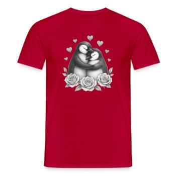Liebesduo Pinguin Rosen - Männer T-Shirt - Rot - Vorne - AI Model Male 178 dark (178cm)