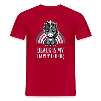 Schwarze Einhorn-Happy Color - Männer T-Shirt - Rot - Vorne - AI Model Male 178 dark (178cm)