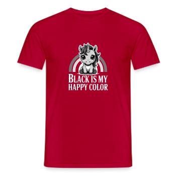 Schwarz ist mein fröhliches Farbeinhorn - Männer T-Shirt - Rot - Vorne - AI Model Male 178 dark (178cm)