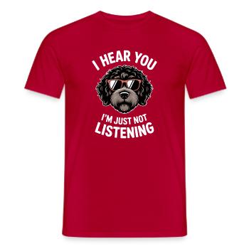 Portuguese Water Dog Sayings Funny Gift - Men's T-Shirt - red - Front - AI Model Male 178 dark (178cm)