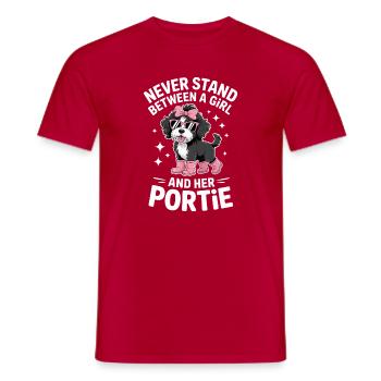 Portuguese Water Dog Sayings Funny Gift - Men's T-Shirt - red - Front - AI Model Male 178 dark (178cm)