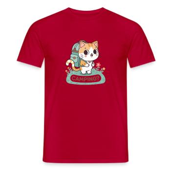 Adventurer Pastel Camper Cat - Men's T-Shirt - red - Front - AI Model Male 178 dark (178cm)