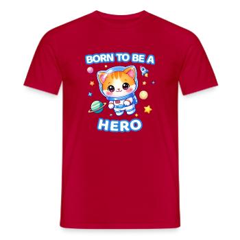 Né pour être un chaton astronaute héros - Mâle - T-shirt homme - rouge - Devant - AI Model Male 178 dark (178cm)