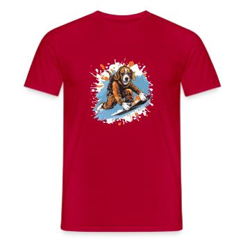 Beagle Hund Snowboard - Männer T-Shirt - Rot - Vorne - AI Model Male 178 dark (178cm)