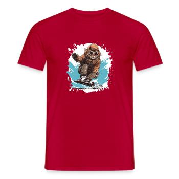 Cat Snowboard - Men's T-Shirt - red - Front - AI Model Male 178 dark (178cm)