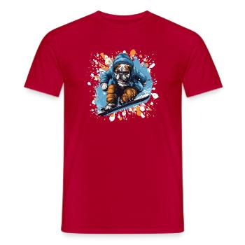 Bulldog Hund Snowboard - Männer T-Shirt - Rot - Vorne - AI Model Male 178 dark (178cm)