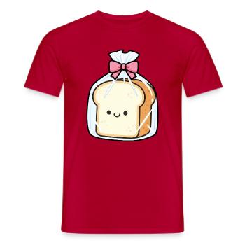 Bagged Kawaii Bread with Pink Bow - Men's T-Shirt - red - Front - AI Model Male 178 dark (178cm)