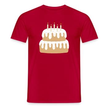 Two-Tier Cake with Candles - Men's T-Shirt - red - Front - AI Model Male 178 dark (178cm)