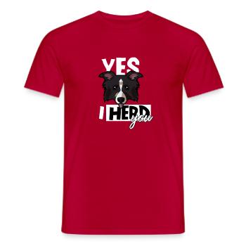 Yes I Herd You Funny Border Collie Sheepdog - Men's T-Shirt - red - Front - AI Model Male 178 dark (178cm)