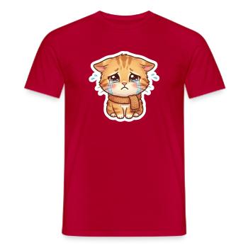 Weinendes Kätzchen mit Schal - Männer T-Shirt - Rot - Vorne - AI Model Male 178 dark (178cm)