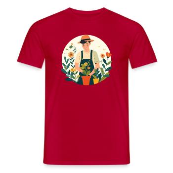 Gardener Gardener Gardening Flowers Motif - Men's T-Shirt - red - Front - AI Model Male 178 dark (178cm)