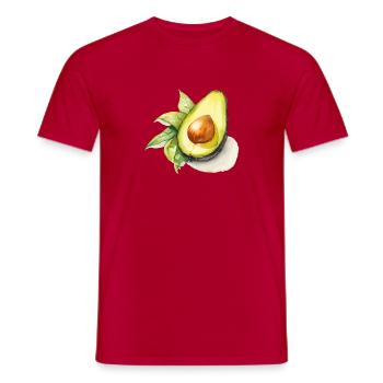 Watercolor Avocado Illustration - Men's T-Shirt - red - Front - AI Model Male 178 dark (178cm)