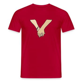 Couple romantique se tenant la main Valentine - T-shirt homme - rouge - Devant - AI Model Male 178 dark (178cm)