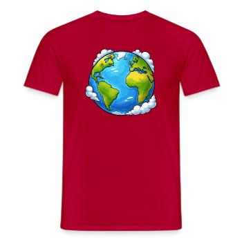 Erde Welt Planet - Männer T-Shirt - Rot - Vorne - AI Model Male 178 dark (178cm)