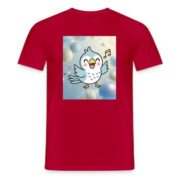 Fröhliches Küken singt zwischen bunten Blasen - Männer T-Shirt - Rot - Vorne - AI Model Male 178 dark (178cm)