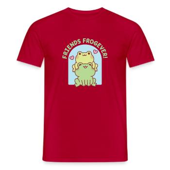 Cute Frogs Stacked Together Friends Frogever - Men's T-Shirt - red - Front - AI Model Male 178 dark (178cm)