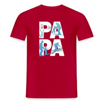 Aventure de ski Papa et Enfant - T-shirt homme - rouge - Devant - AI Model Male 178 dark (178cm)