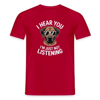 Rhodesian Ridgeback Sprüche Lustiges Hund Geschenk - Männer T-Shirt - Rot - Vorne - AI Model Male 178 dark (178cm)