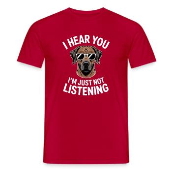 Rhodesian Ridgeback Sprüche Lustiges Hund Geschenk - Männer T-Shirt - Rot - Vorne - AI Model Male 178 dark (178cm)