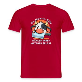Kuh mit Messer Metzger-Wahl - Männer T-Shirt - Rot - Vorne - AI Model Male 178 dark (178cm)