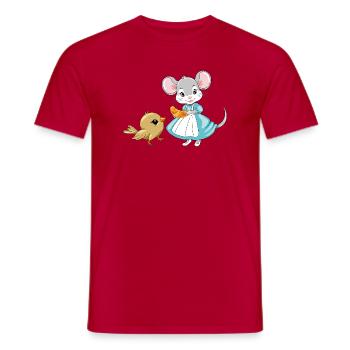 Little_mouse_is_sharing_a_croissant_with_a_bird - Männer T-Shirt - Rot - Vorne - AI Model Male 178 dark (178cm)