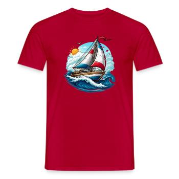 Segelboot  - Männer T-Shirt - Rot - Vorne - AI Model Male 178 dark (178cm)