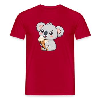 Koala Gourmand Crème Glacée - Men's T-Shirt - red - Front - AI Model Male 178 dark (178cm)