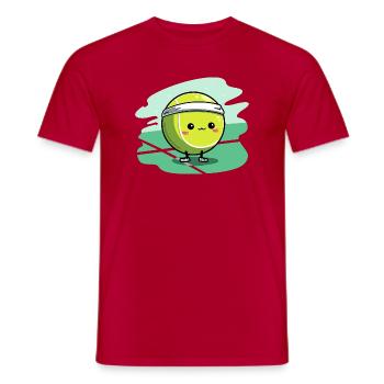 Kawaii Tennisball auf Court - Männer T-Shirt - Rot - Vorne - AI Model Male 178 dark (178cm)