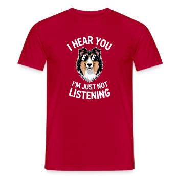 Langhaarcollie Sprüche Langhaarcollie Geschenk - Männer T-Shirt - Rot - Vorne - AI Model Male 178 dark (178cm)