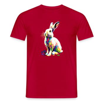 Mountain Rabbit Arctic Hare Albino Rabbit White Rabbit - Men's T-Shirt - red - Front - AI Model Male 178 dark (178cm)