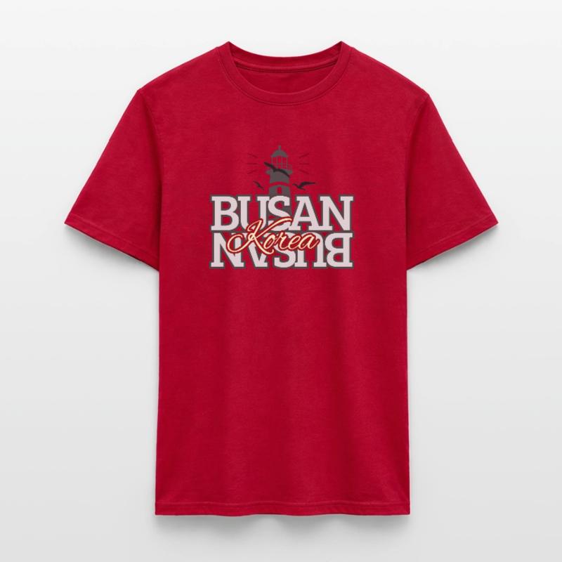 Conception typographique du phare de Busan, Corée T-shirt homme