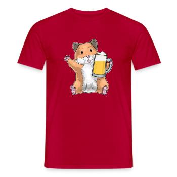 Hamster Bier - Männer T-Shirt - Rot - Vorne - AI Model Male 178 dark (178cm)