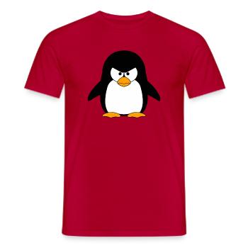Angry Penguin Cartoon - Men's T-Shirt - red - Front - AI Model Male 178 dark (178cm)