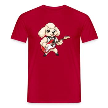 Paw guitarist dog avec guitare électrique - T-shirt homme - rouge - Devant - AI Model Male 178 dark (178cm)
