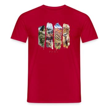 Voyage de vacances au Pérou – Motif Inca et Montagne - T-shirt homme - rouge - Devant - AI Model Male 178 dark (178cm)