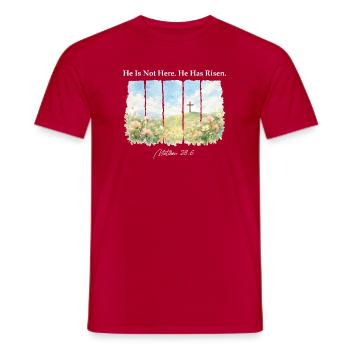 Er ist auferstanden, Matthäus 28,6 Ostern Christlich - Männer T-Shirt - Rot - Vorne - AI Model Male 178 dark (178cm)