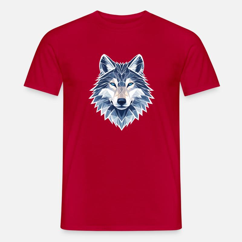 Geometrischer Wolf - Moderner Geometrischer Wolf  - Männer T-Shirt - Rot