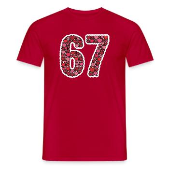 67 Made of Hearts niedliche Liebeszahl - Männer T-Shirt - Rot - Vorne - AI Model Male 178 dark (178cm)