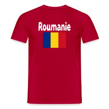 Romania Tricolor Retro - T-shirt uomo - rosso - Fronte - AI Model Male 178 dark (178cm)