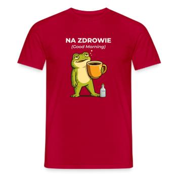 Frog Na zdrowie Coffee & Vodka Humor - Men's T-Shirt - red - Front - AI Model Male 178 dark (178cm)