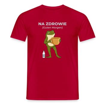 Frog Na zdrowie Coffee & Vodka Humor - Men's T-Shirt - red - Front - AI Model Male 178 dark (178cm)