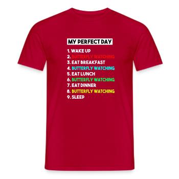 Papillon qui regarde ma journée parfaite Passe-temps drôle - T-shirt homme - rouge - Devant - AI Model Male 178 dark (178cm)