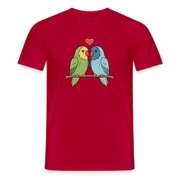 Adorable Lovebirds Pair with Heart - Men's T-Shirt - red - Front - AI Model Male 178 dark (178cm)