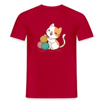 Kitten and Colorful Balls - Men's T-Shirt - red - Front - AI Model Male 178 dark (178cm)