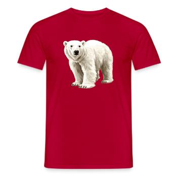 Polar Bear Illustration Pure White - Men's T-Shirt - red - Front - AI Model Male 178 dark (178cm)