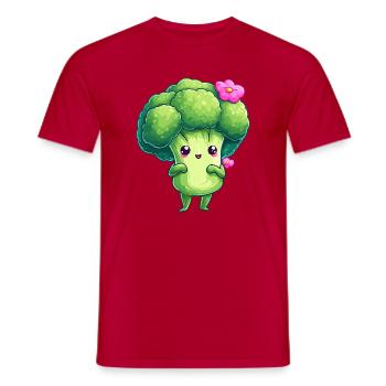 Kawaii Broccoli with Flowers - Men's T-Shirt - red - Front - AI Model Male 178 dark (178cm)