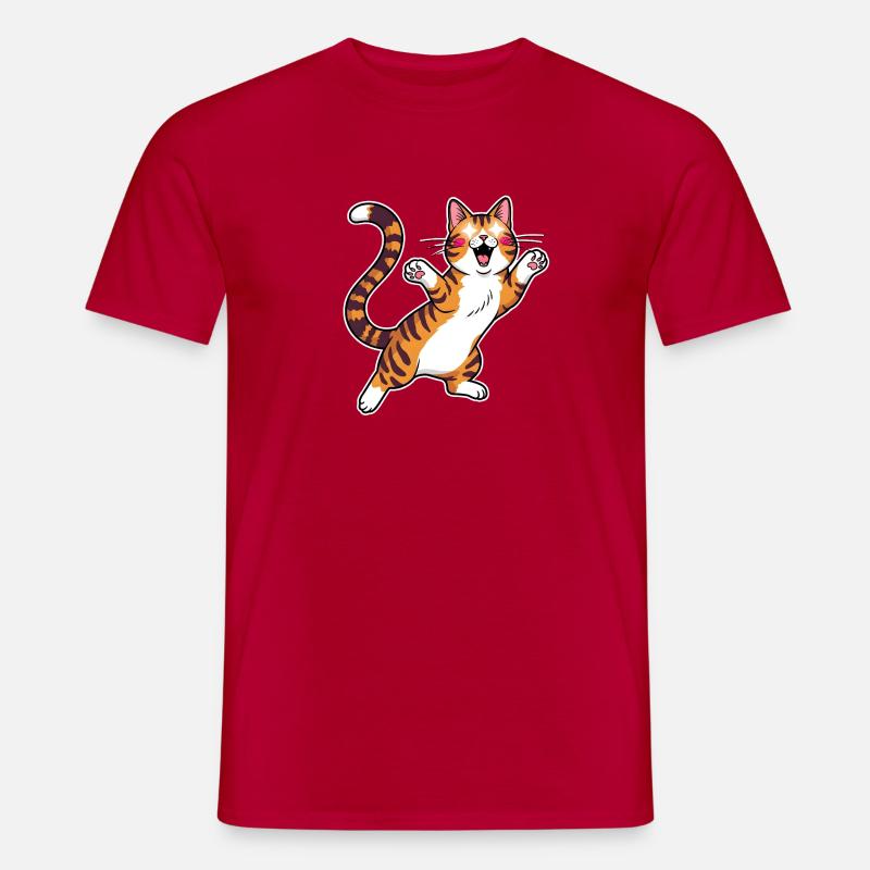 Fröhliche getigerte Katze Sprungfreude - Männer T-Shirt - Rot