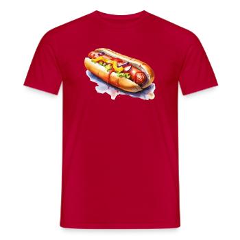 Art aquarelle de hot-dogs - T-shirt homme - rouge - Devant - AI Model Male 178 dark (178cm)