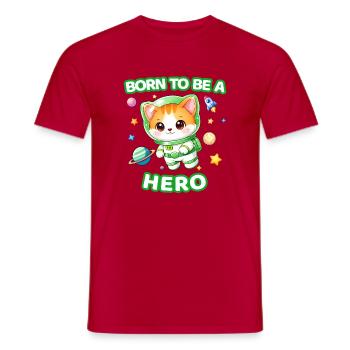 Né pour être un héros chaton astronaute - Neutre 1 - T-shirt homme - rouge - Devant - AI Model Male 178 dark (178cm)