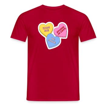 Pastel Hearts Love Messages - Men's T-Shirt - red - Front - AI Model Male 178 dark (178cm)